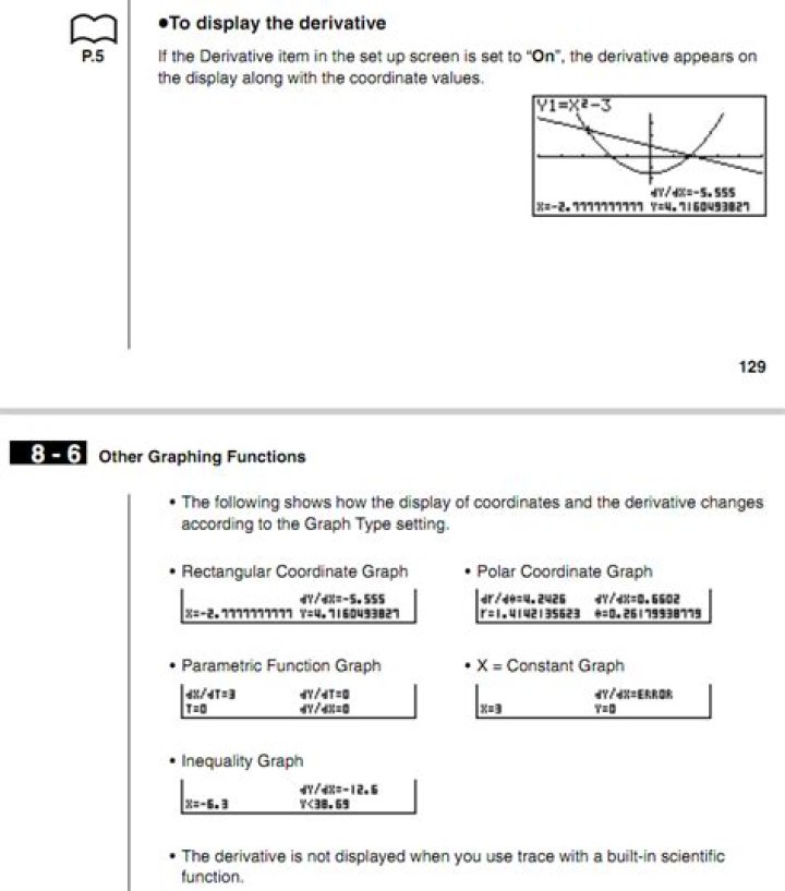 Calculate derivatives on Casio Graphics Calculator?